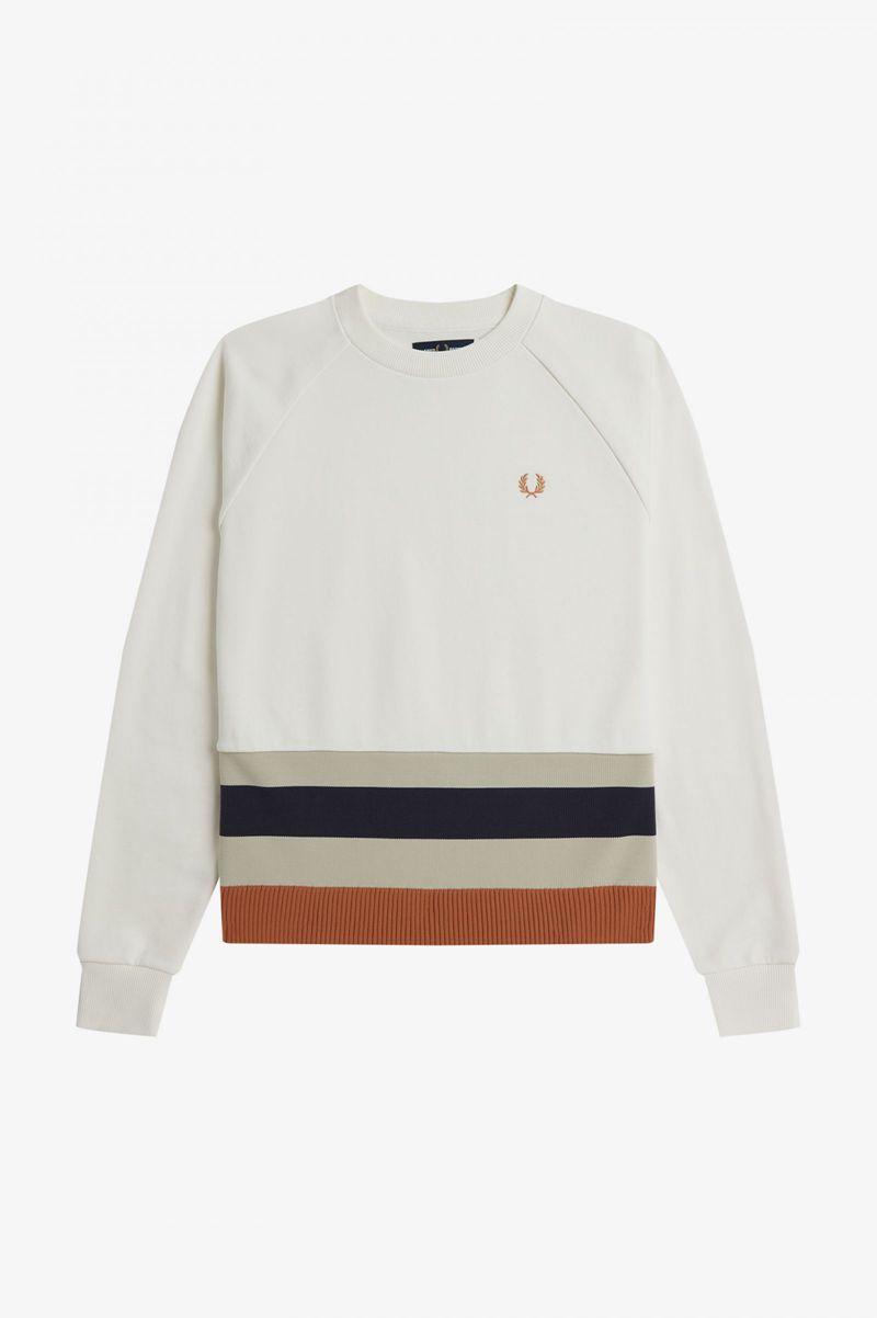 White Fred Perry Knitted Trim Women's Sweatshirts | PH 2005MQZA